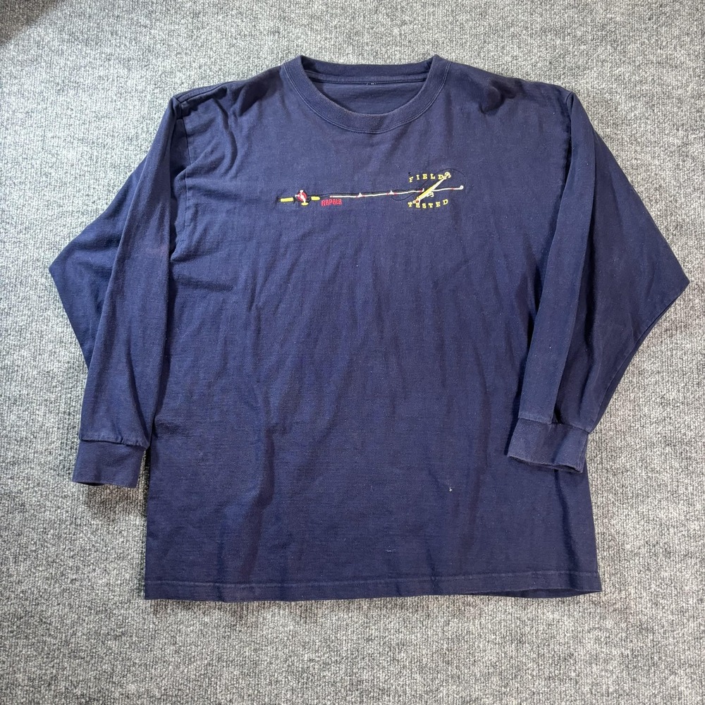 Rapala Shirt Mens XL Blue Field Tested Fishing Graphic Long Sleeve Tee